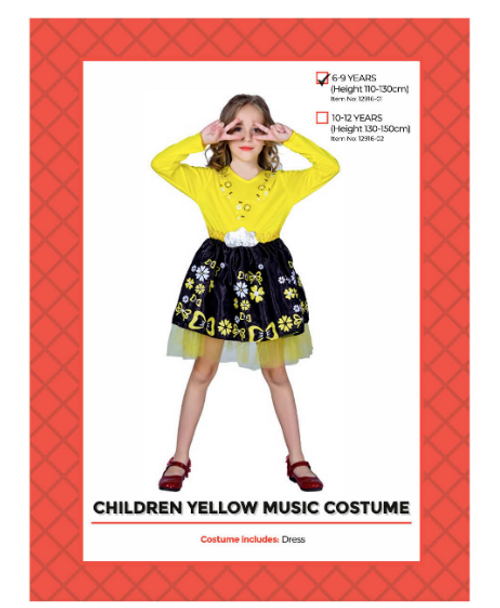 Children Yellow Music Girl Costume (6-9 years) Children Yellow Music Girl Costume (6-9 years)