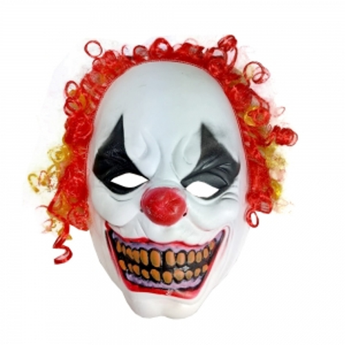 CLOWN MASK W/ CURLY HAIR W/HEADER CARD