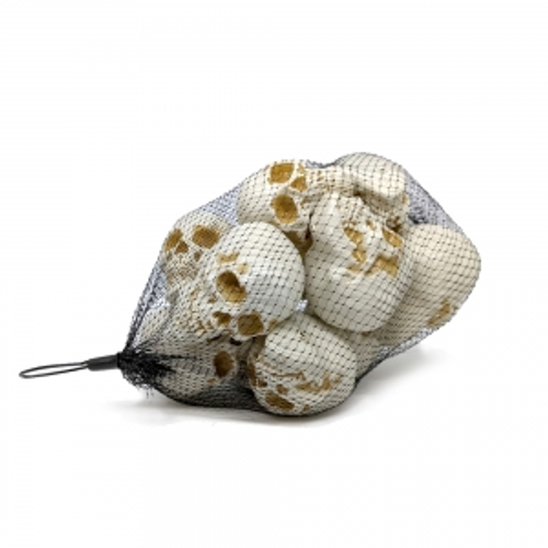 PK/8 MINI SKULLS IN MESH BAG 13X13X17CM