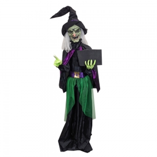 72" STANDING ANIMATED WITCH W/MAGIC BOOK 50X20X183CM 72" STANDING ANIMATED WITCH W/MAGIC BOOK 50X20X183CM