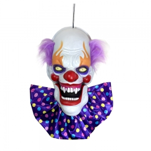 HANGING TALKING CLOWN HEAD W/LIGHTS AND SOUND 32X12X50CM