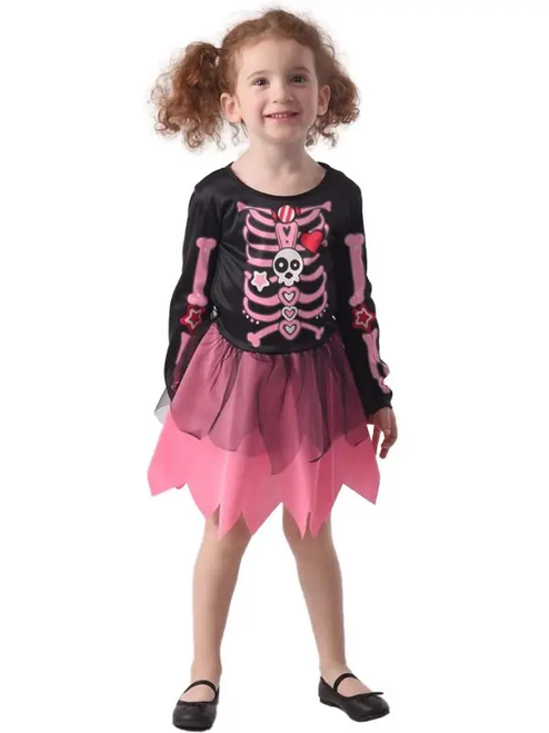 TODDLER PINK SKELETON GIRL, DRESS TODDLER PINK SKELETON GIRL, DRESS