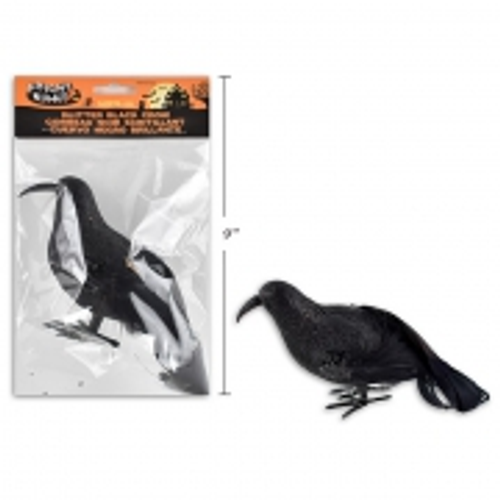 HWEEN GLITTER BLACK CROW 15.9CM HWEEN GLITTER BLACK CROW 15.9CM