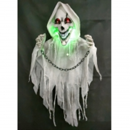 HWEEN HANGING REAPER WHITE W/CHAINS 100X153CM ANIMATED HWEEN HANGING REAPER WHITE W/CHAINS 100X153CM ANIMATED