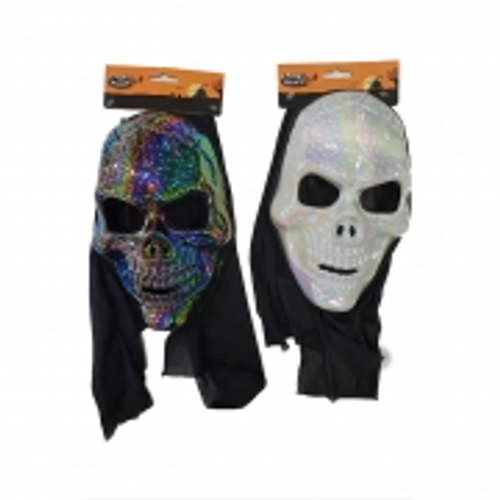 HWEEN MASK W/SHROUD 2ASST 16X37CM 1PC HWEEN MASK W/SHROUD 2ASST 16X37CM 1PC