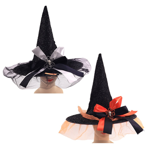 2A WITCH HAT W/SKULL BOWTIE