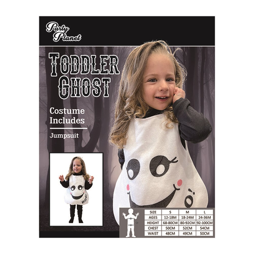 TODDLER GHOST COSTUME-2A SIZES 18-24M AND 24-36M