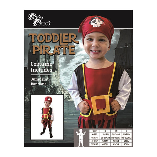 TODDLER PIRATE COSTUME-2A SIZES 18-24M AND 24-36M