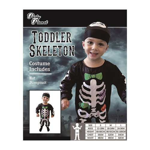 TODDLER SKELETON COSTUME-2A SIZES 18-24M AND 24-36M TODDLER SKELETON COSTUME-2A SIZES 18-24M AND 24-36M
