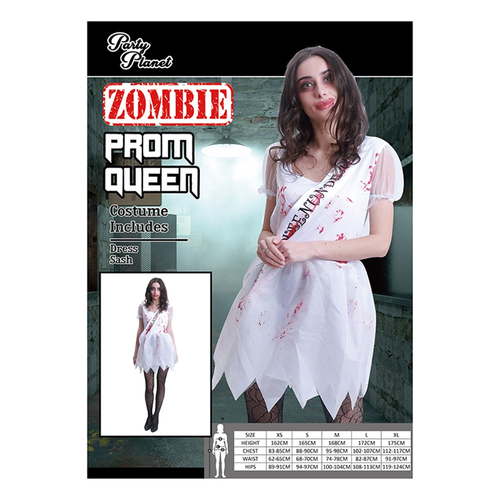 ZOMBIE PROM QUEEN COSTUME-2A SIZES MED AND LRG