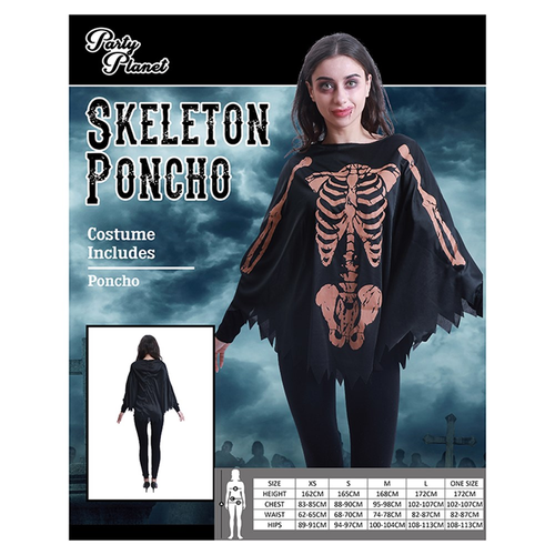 SKELETON PONCHO-ONE SIZE SKELETON PONCHO-ONE SIZE