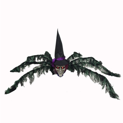 48X126CM ANIMATED SPIDER W/WITCH HEAD 48X126CM ANIMATED SPIDER W/WITCH HEAD