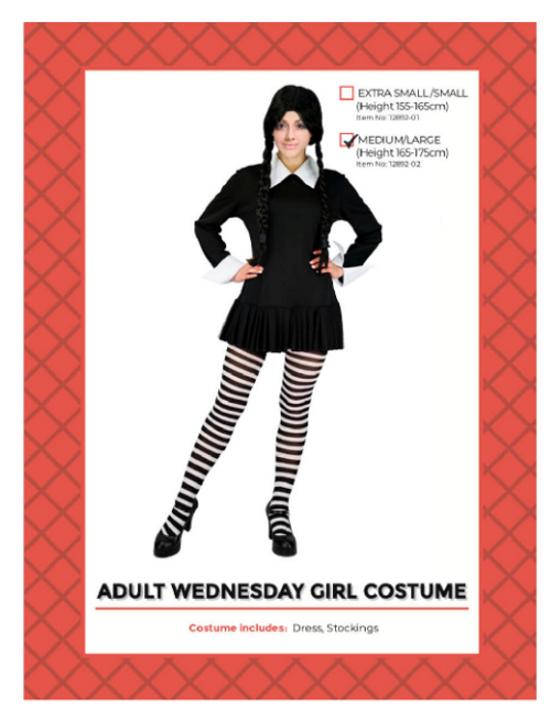 Adult Wednesday Girl Costume(M/L)