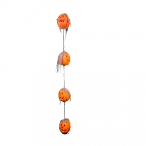 PUMPKIN GARLAND W/GREEN LIGHTS, 1200 X130X 130 MM