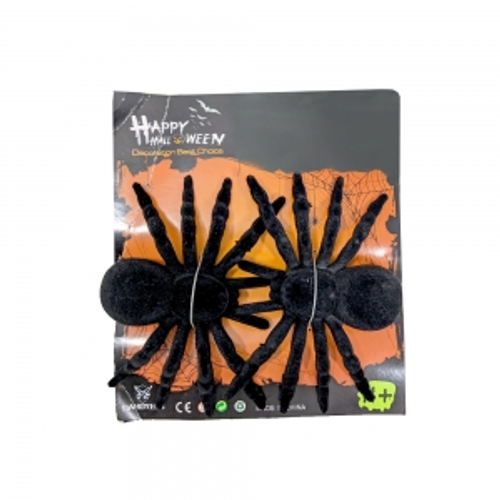 PK/2 BLACK FLOCKED SPIDERS ON COLOUR CARD, 11X15 CM PK/2 BLACK FLOCKED SPIDERS ON COLOUR CARD, 11X15 CM