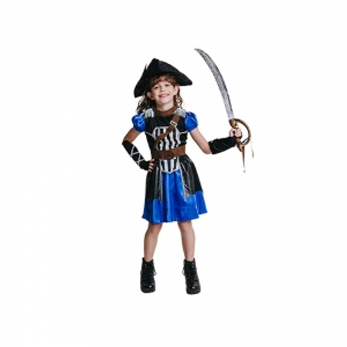 GIRLS DELUXE BLUE PIRATE, DRESS , HAT, BELT, GLOVES GIRLS DELUXE BLUE PIRATE, DRESS , HAT, BELT, GLOVES