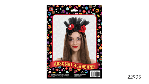 Day of the dead Rose Net Headband 