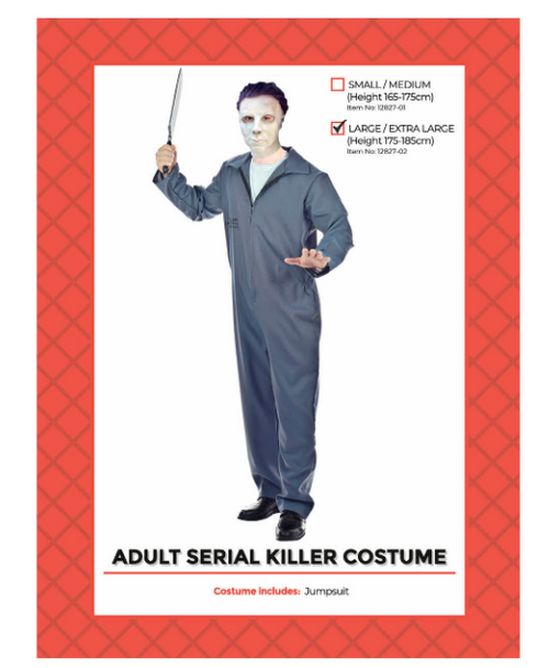 Adult Seriel Killer Grey Jumpsuit Costume (L/XL)