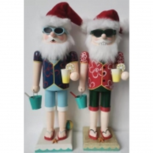 NUTCRACKER BEACH SANTA 38CM 2ASST DESIGNS 1PC