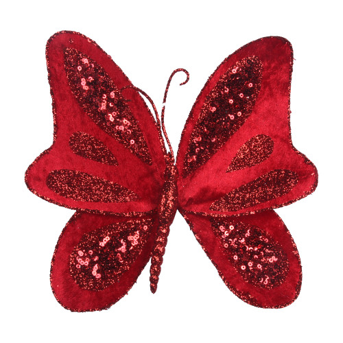 RED BUTTERFLY W/CLIP 20CM