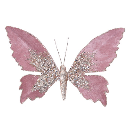 DUSTY PINK BUTTERFLY W/CLIP 20X16CM