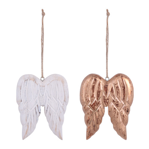 2A ANGEL WING TREE ORNAMENT WHITE & COPPER 17CM 1PC