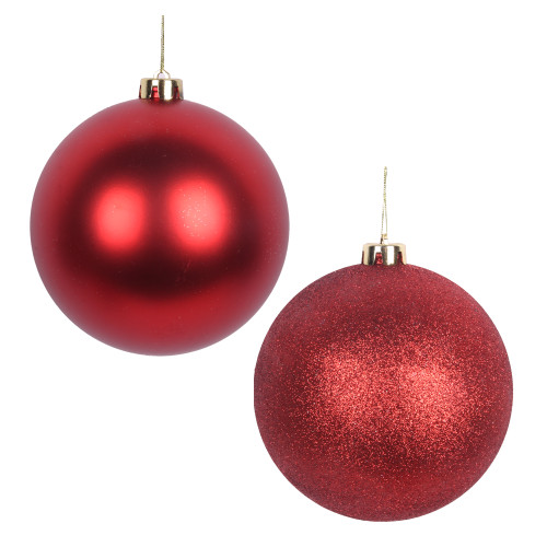 2A RED BAUBLE 15CM GLITTER, MATTE FINISH 1PC