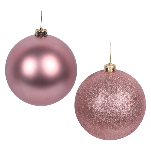 2A ROSE GOLD BAUBLE 15CM GLITTER, MATTE FINISH 1PC