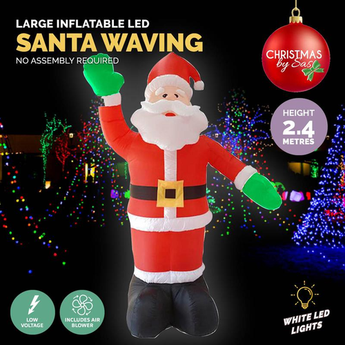 Inflatable Low Voltage Santa Waving 150cm x 95cm x 240cm Indoor/Outdoor Use