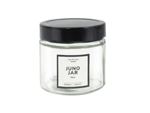 360ML JUNO ROUND JAR BLACK LID