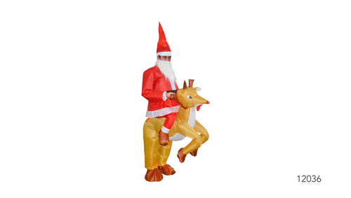 Adult Inflatable Santa on a reindeer Costume