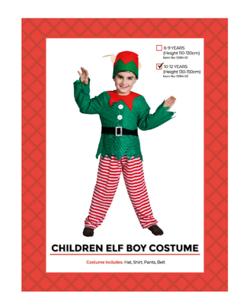 Children Christmas Elf Boy Costume (10-12 years)