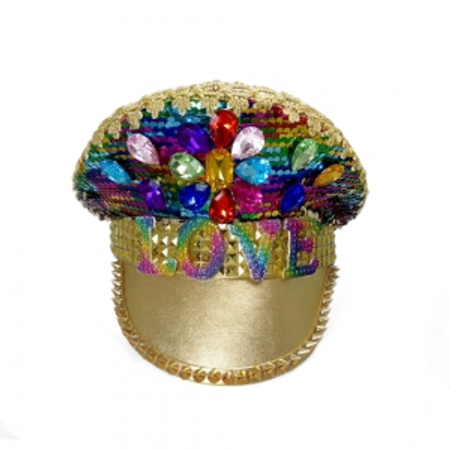 RAINBOW FESTIVAL HAT W'"LOVE :"  ON HEADE CARD