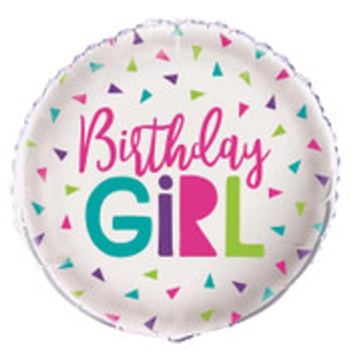 CONFETTI B/DAY GIRL 18"BLN PKG