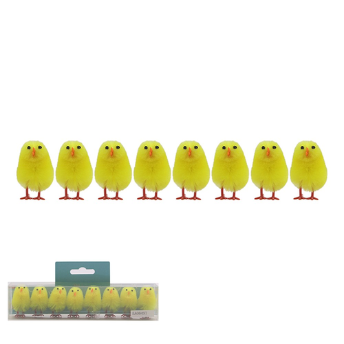 8PK CHENILLE CHICKS 3.5CM