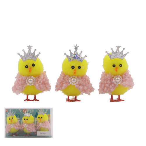 3PK CHENILLE BEAUTY CHICK 6CM