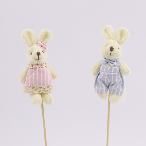 2A BUNNIES ON PICK PINK & BLUE 8CM BUNNY PICK 30CM