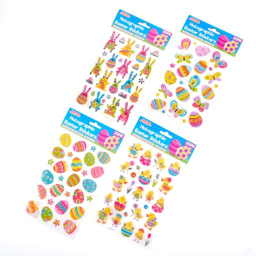 Stickers Embossed Foil Sheet Size: 14cm x21cm Multi-Pack 4 Assorted Easter Designs