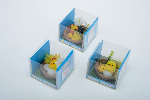 Easter Chicken Nest Decoration 1pc 8cm x 8cm x 6cm 4 Assorted Styles