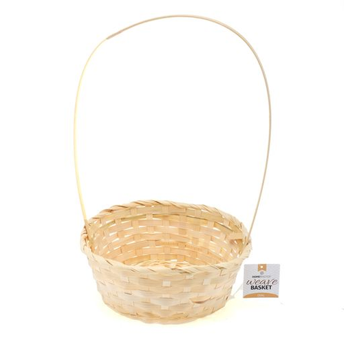 Basket Oval Weave With Handle 18.5cm x 24cm x 40cm Neutral