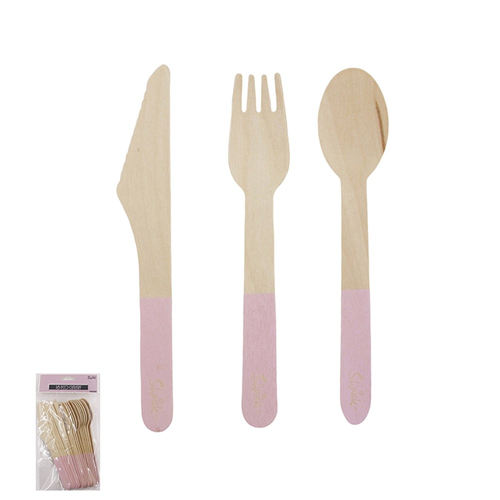 *18 16CM ASSORTED PINK ECO CUTLERY