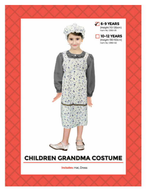 Children Grandma costume 6-9 was 91638-01 Children Grandma costume 6-9 was 91638-01