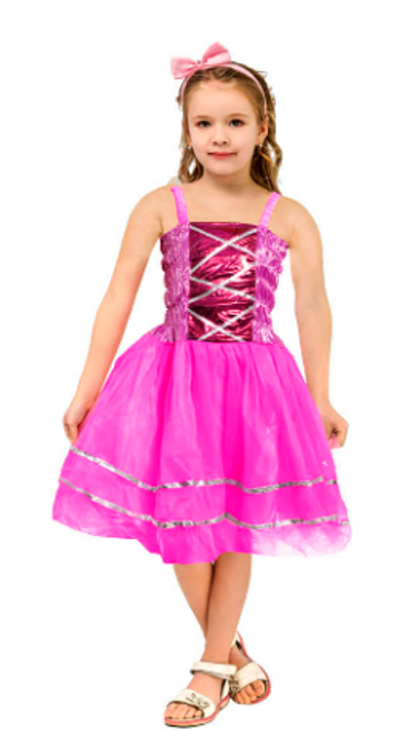 Children Metallic Princess Dress (Hot Pink)