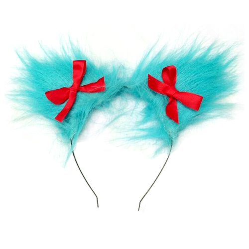 BLUE CAT HEADBAND W/RED BOWS