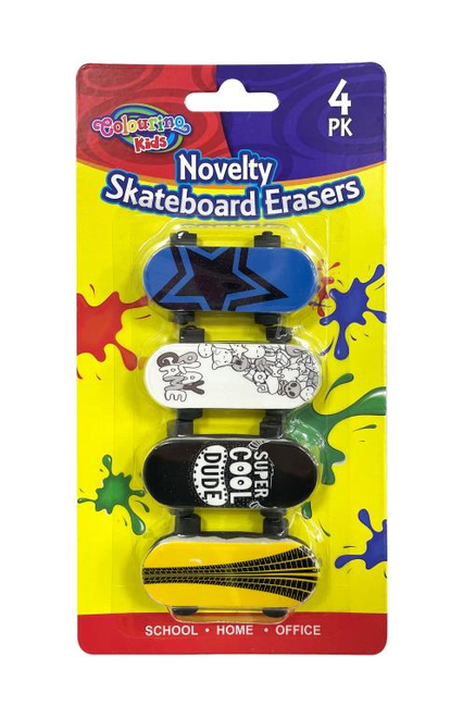 4PK Novelty Skateboard Erasers