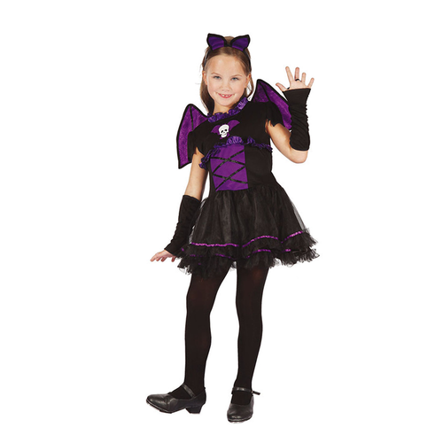 BLACK BAT GIRL COSTUME CONTAINS DRESS,HEADPIECE,WINGS AND GLOVELETS