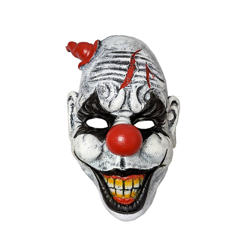GRINNING PU CLOWN MASK W/ RED CONE HAT W/HEADER CARD GRINNING PU CLOWN MASK W/ RED CONE HAT W/HEADER CARD