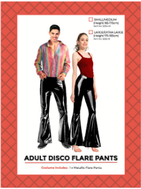 Adult Metallic Flare Pants (Black) (S/M)