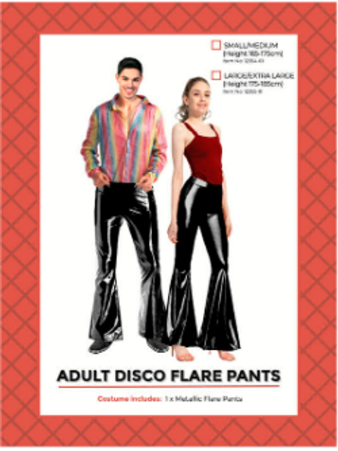 Adult Metallic Flare Pants (Black) (L/XL)