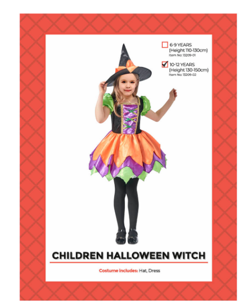 Children Deluxe Witch Princess Costume (10-12years)